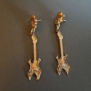 Guitar and Skull Hanging Earrings